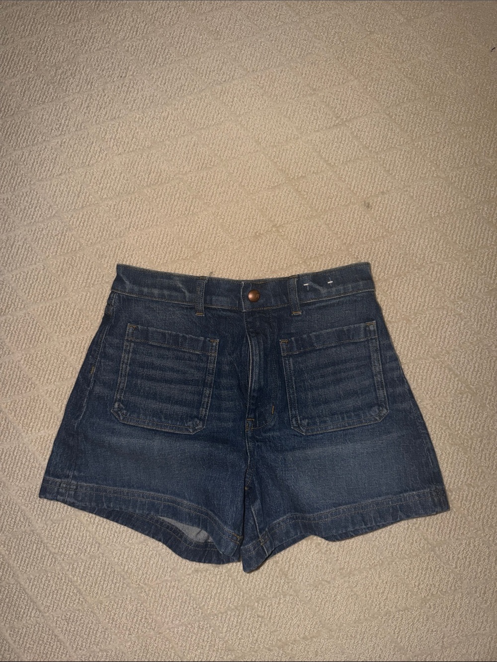 Madewell Indigo High-Rise Patch Pocket Denim Shorts